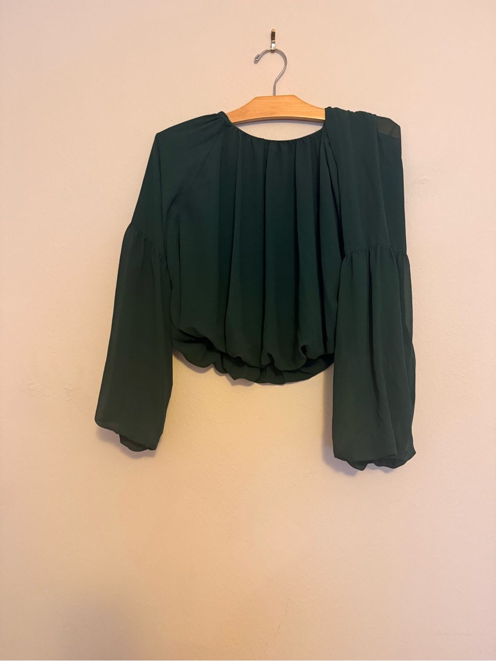 Gianni Bini Deep Green Billowy Long Sleeve Blouse